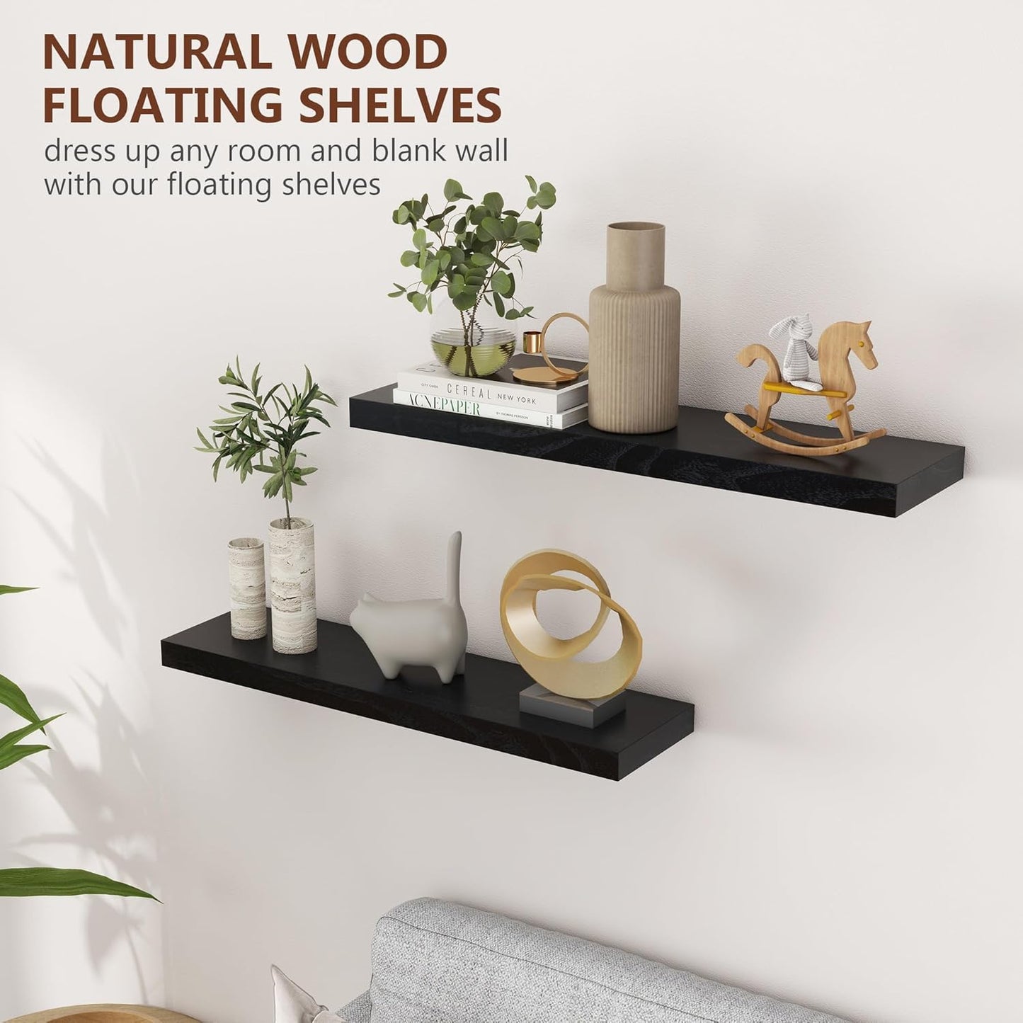 ShelfLoft 6.7 Inch Deep Paulownia Wood Wall Display Decor Floating Shelves