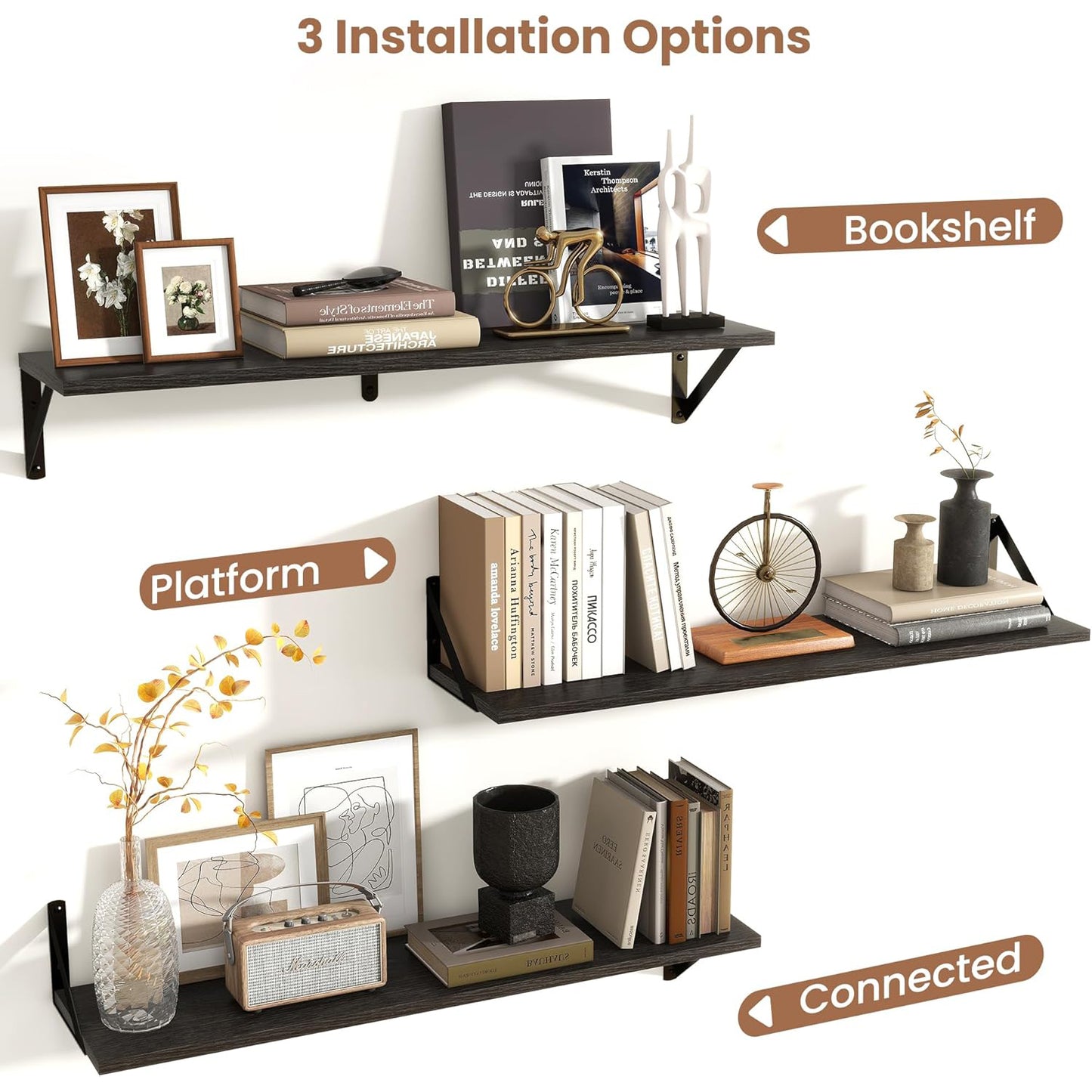 ShelfLoft 31.5" Wide x 8" Deep Wall Mounted Floating Shelves, 2 Pack