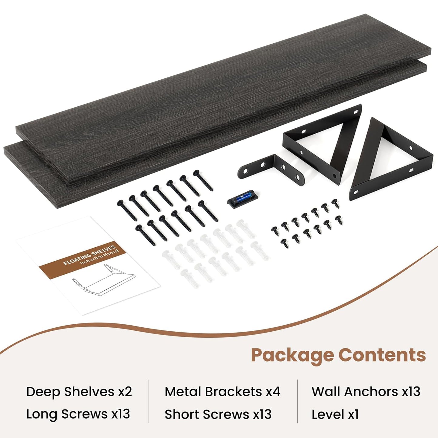 ShelfLoft 31.5" Wide x 8" Deep Wall Mounted Floating Shelves, 2 Pack