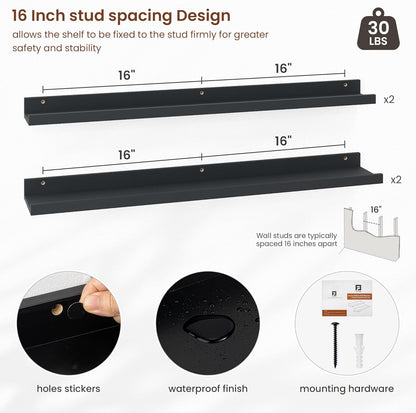 ShelfLoft 5.5 Inch Deep Picture Ledge Shelf Wall Display Floating Shelves with Lip