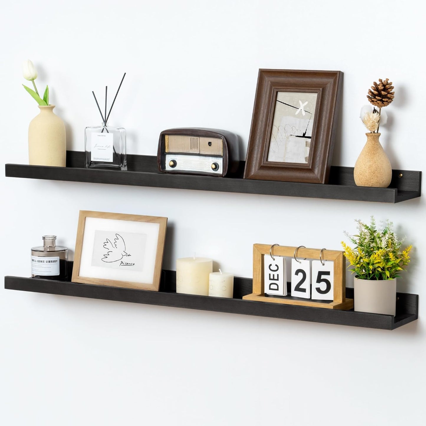 ShelfLoft 5.5 Inch Deep Pine Wood Picture Ledge Shelf Wall Shelves with Lip