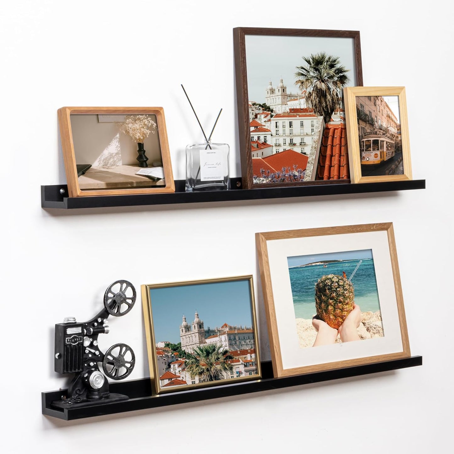 ShelfLoft 3.5"D x 1.6"H Black Picture Ledge Shelf Wall Display Floating Shelves