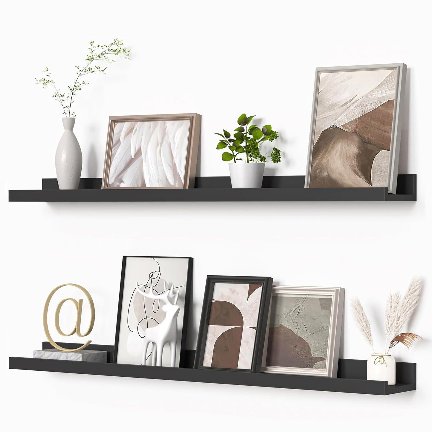 ShelfLoft 4.5 Inch Deep Picture Ledge Shelf Wall Floating Shelves with Lip,Set of 2