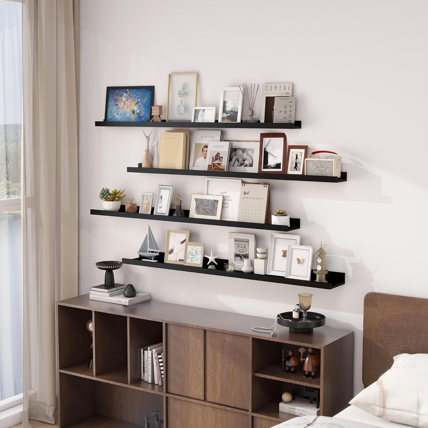 ShelfLoft 6.25 Inch Deep Picture Ledge Floating Shelves for Wall Storage,Set of 4