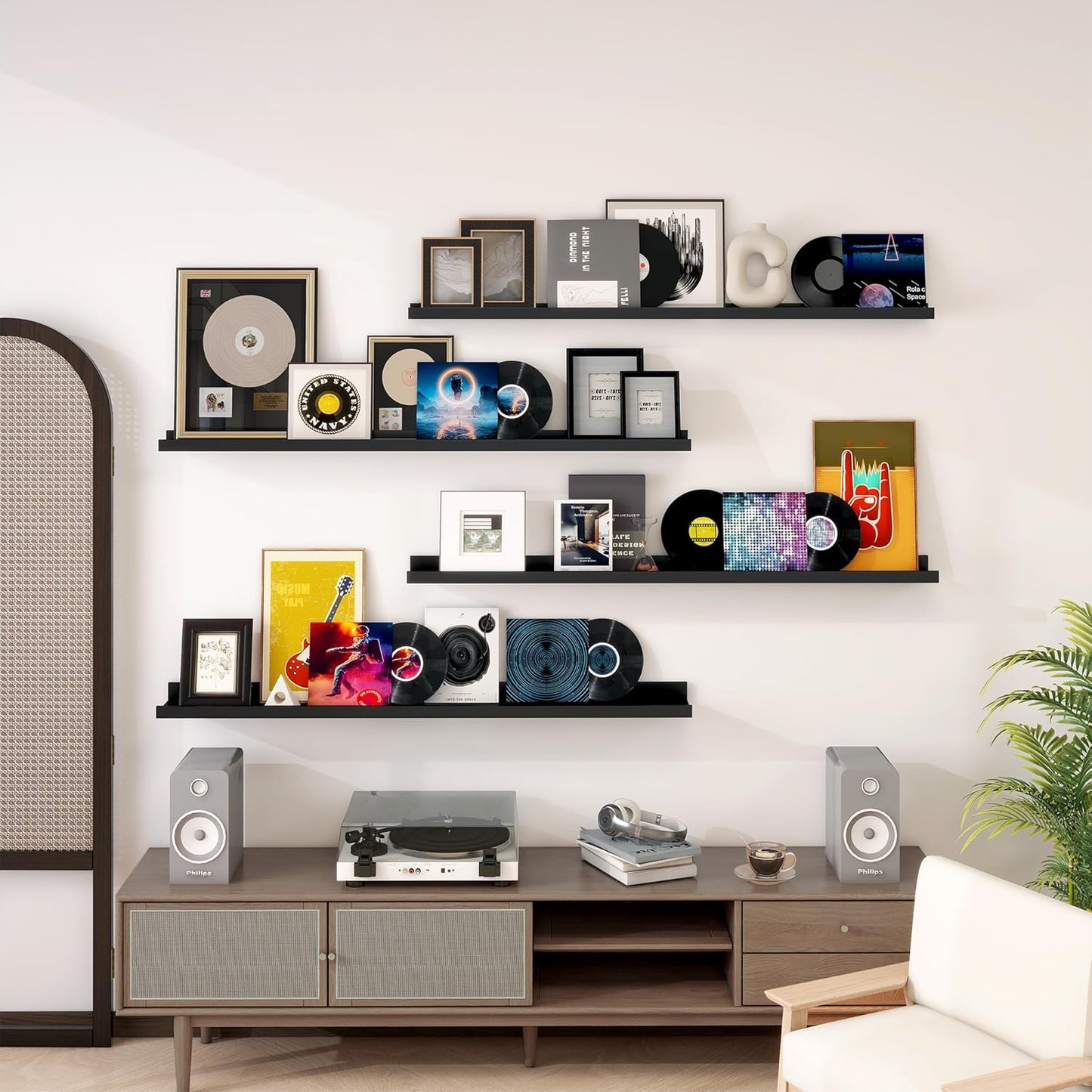 ShelfLoft 6.25 Inch Deep Picture Ledge Floating Shelves for Wall Storage,Set of 4