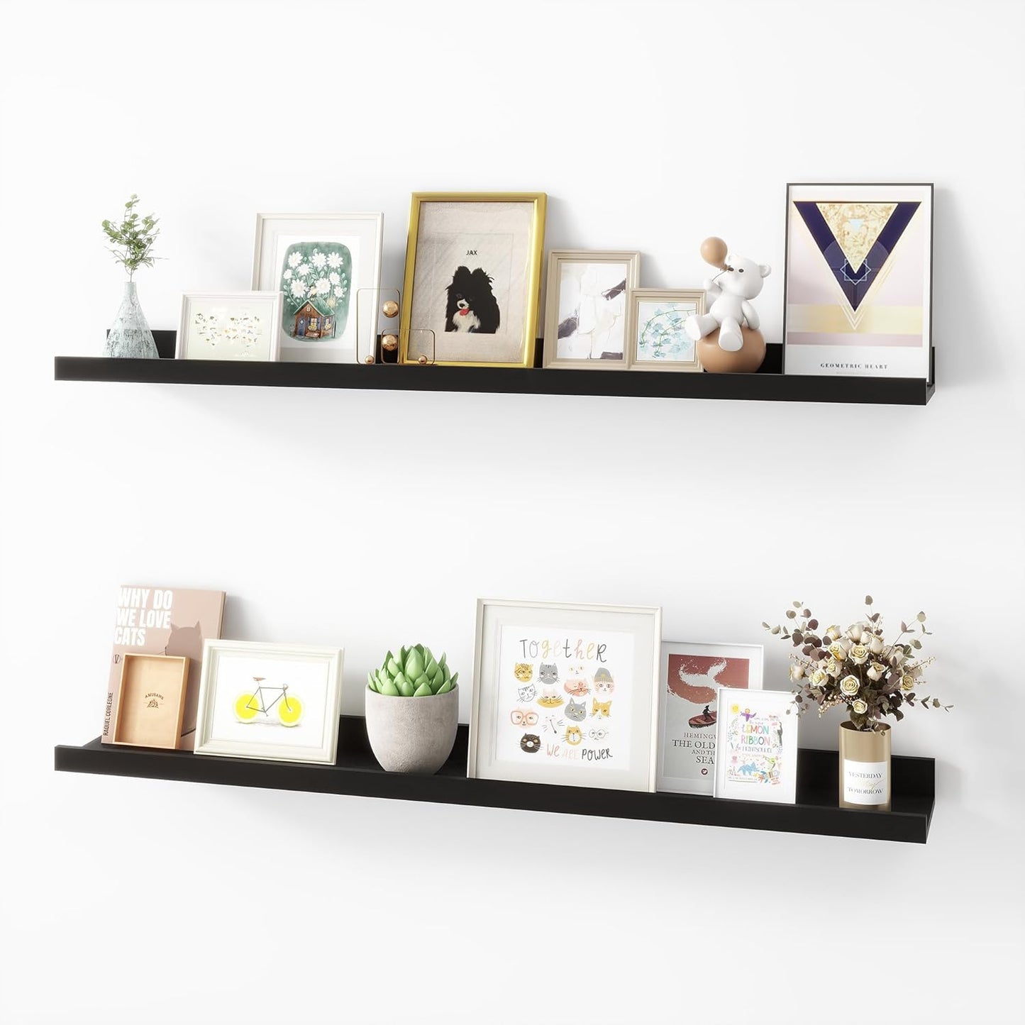 ShelfLoft 5"D x 1.8“H Black Picture Ledge Shelf Wood Floating Shelves