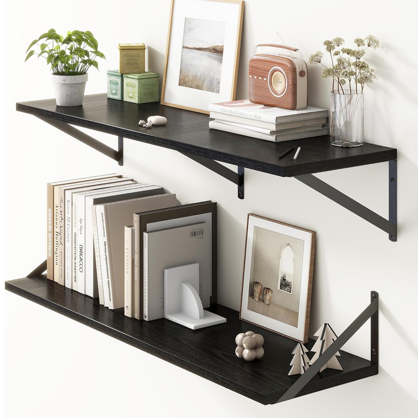 ShelfLoft 12 Inch Deep Wall Display&Storage Floating Shelves with Visible Brackets