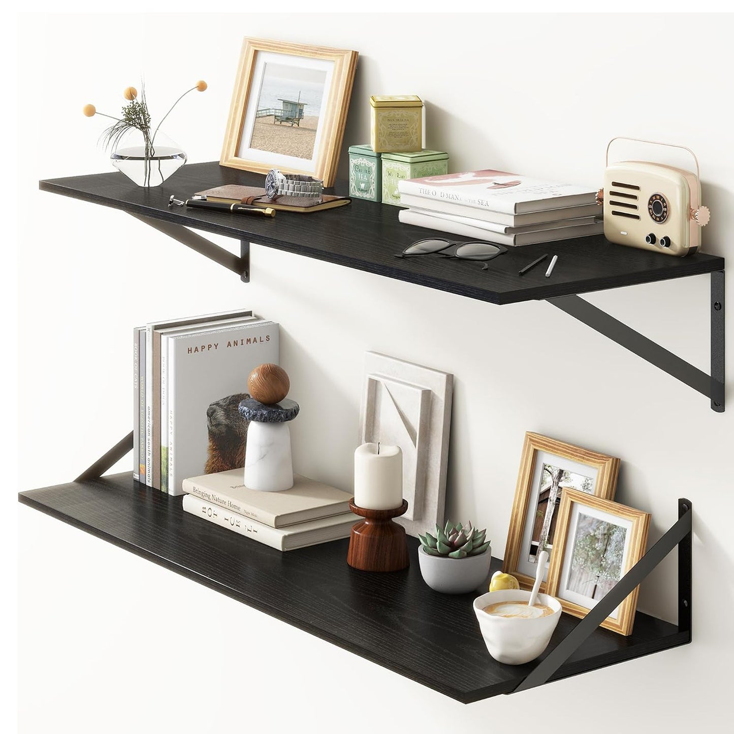 ShelfLoft 12 Inch Deep Wall Display&Storage Floating Shelves with Visible Brackets