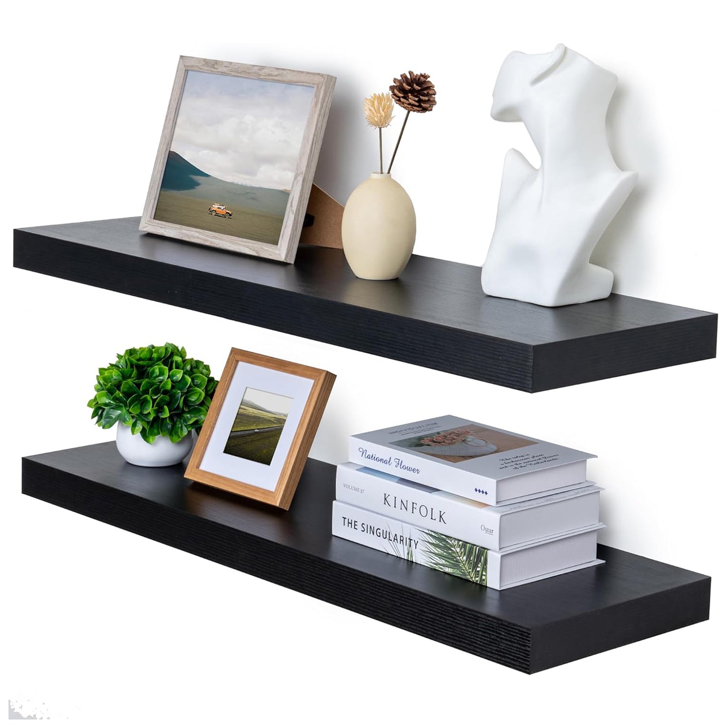 ShelfLoft 12 Inch Deep Rustic Wood Floating Shelves for Wall Decor & Storage