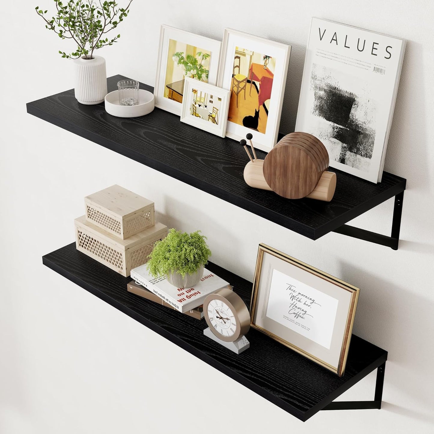 ShelfLoft 8"D x 4.9"H Black Wall Mounted Floating Shelves