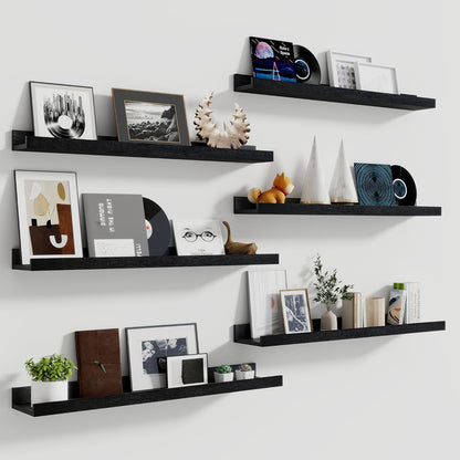 Shelfloft 5.5 Inch Deep Picture Ledge Shelf Floating Wall Display Shelves,Set of 6