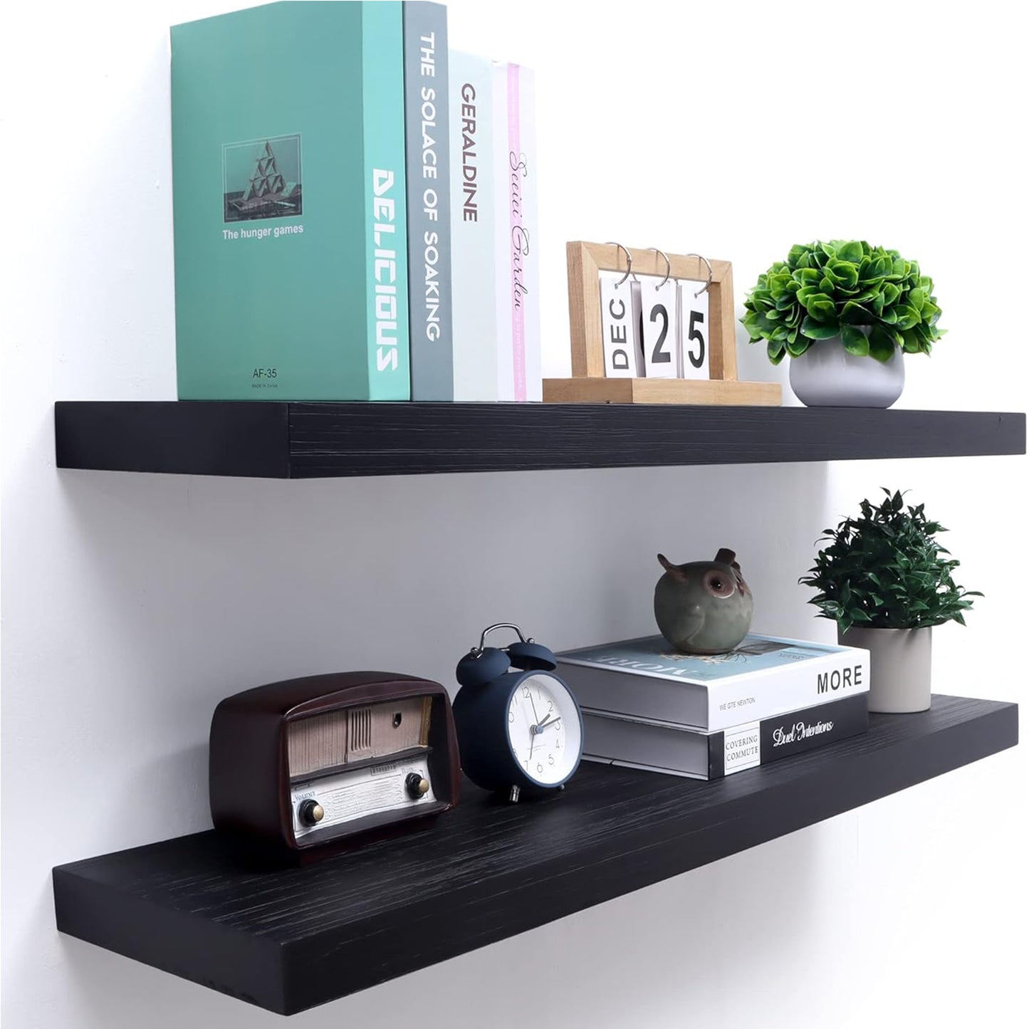 ShelfLoft 8"D x 1.6"H Black Wall Storage Floating Shelves