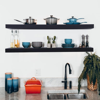 ShelfLoft 8"D x 1.6"H Black Wall Storage Floating Shelves