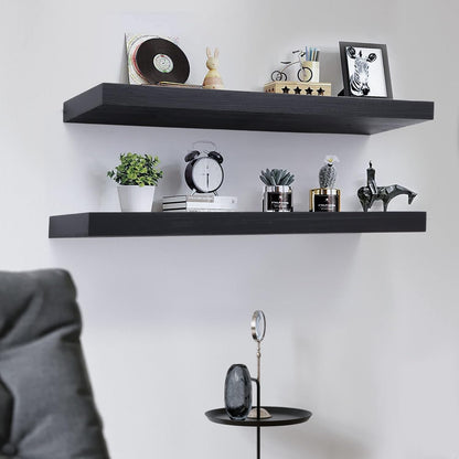 ShelfLoft 8"D x 1.6"H Black Wall Storage Floating Shelves