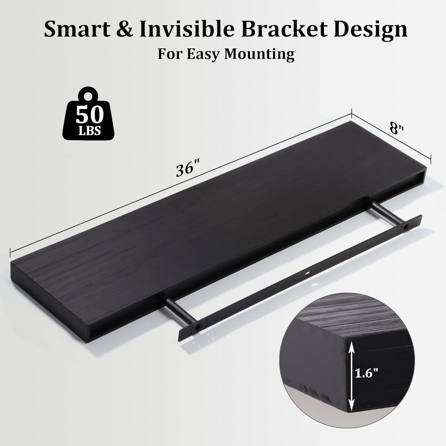 ShelfLoft 8 inch Deep Wall Storage Floating Shelves