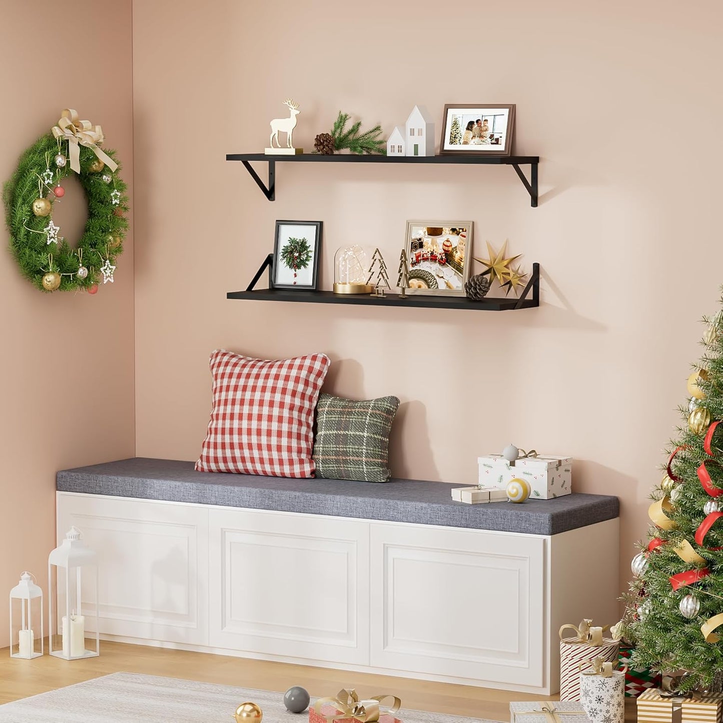 ShelfLoft 36" Wide x 8" Deep Floating Shelves with Brackets, Black-2 Pack