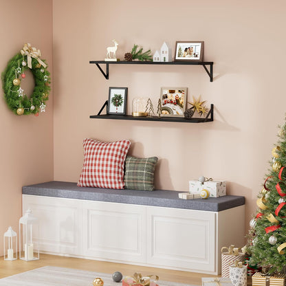 ShelfLoft 36" Wide x 8" Deep Floating Shelves with Brackets, Black-2 Pack