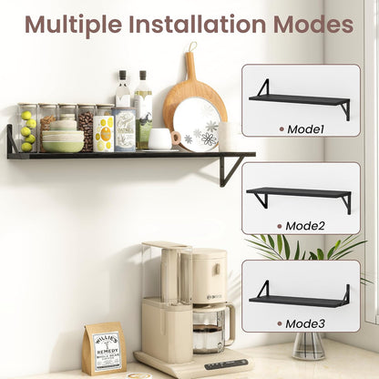ShelfLoft 36" Wide x 8" Deep Floating Shelves with Brackets, Black-2 Pack