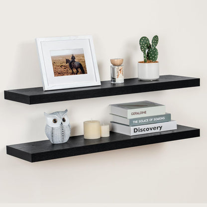 ShelfLoft 36" Wide x 9.3" Deep Floating Shelves for Wall Storage,Black-2 Pack