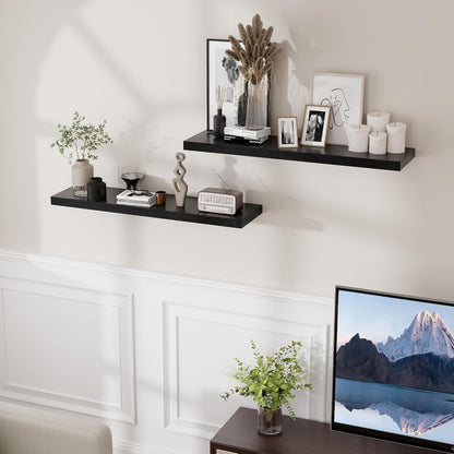 ShelfLoft 9.3"D x 1.5"H Black Floating Shelves for Wall Storage