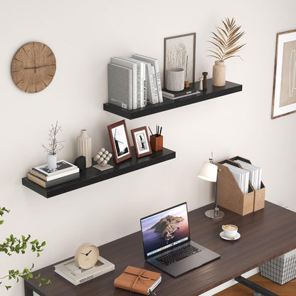 ShelfLoft 9.3"D x 1.5"H Black Floating Shelves for Wall Storage