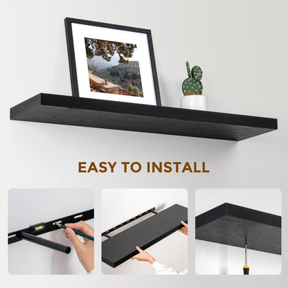 ShelfLoft 9.3"D x 1.5"H Black Floating Shelves for Wall Storage