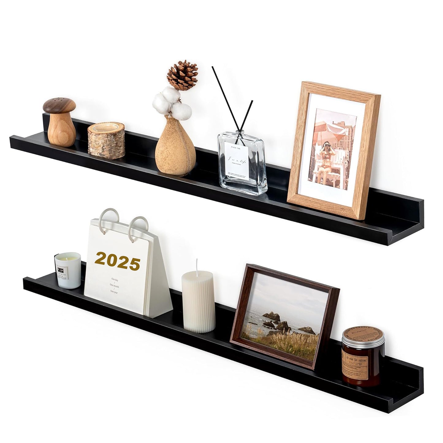 ShelfLoft 5.5"D x 2"H Black Picture Ledge Shelf Wall Display Floating Shelves with Lip