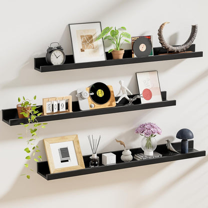 ShelfLoft 5.7"D x 2"H Black Picture Ledge Shelf Floating Shelves,3 Pack