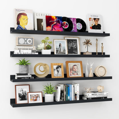 ShelfLoft 36" Wide x 5.5" Deep Picture Ledge Shelf Wall Display Floating Shelves with Lip, 4 Pack