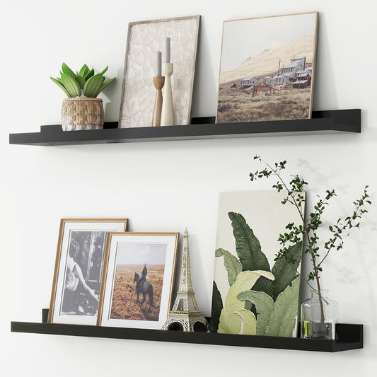 ShelfLoft 36" Wide x 4.7" Deep Picture Ledge Floating Shelves, Black-2 Pack