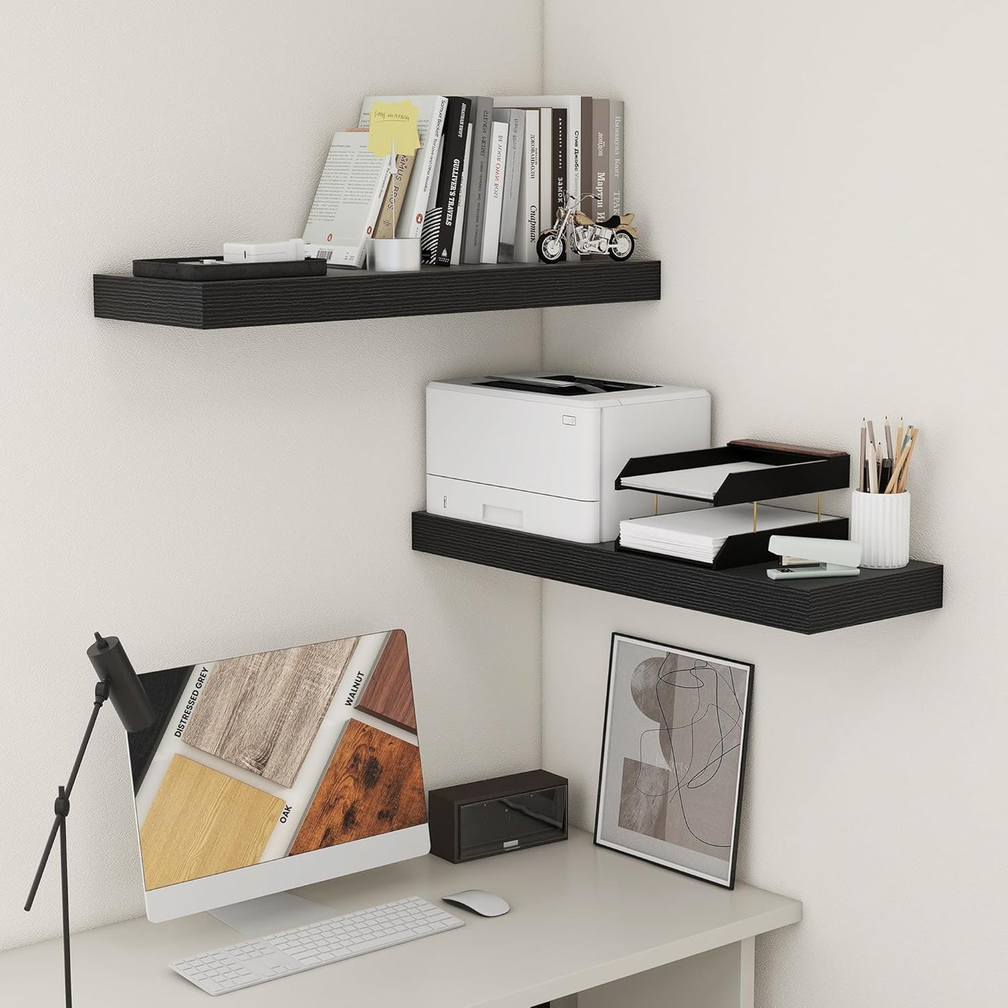 ShelfLoft 36"W x 11.6"D Black Floating Shelves for Wall Storage, 2 Pack
