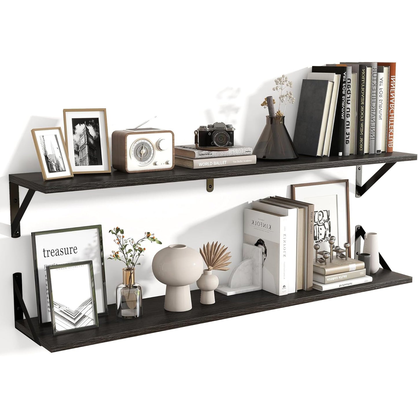 ShelfLoft 8"D x 4.9"H Black Wall Mounted Floating Shelves