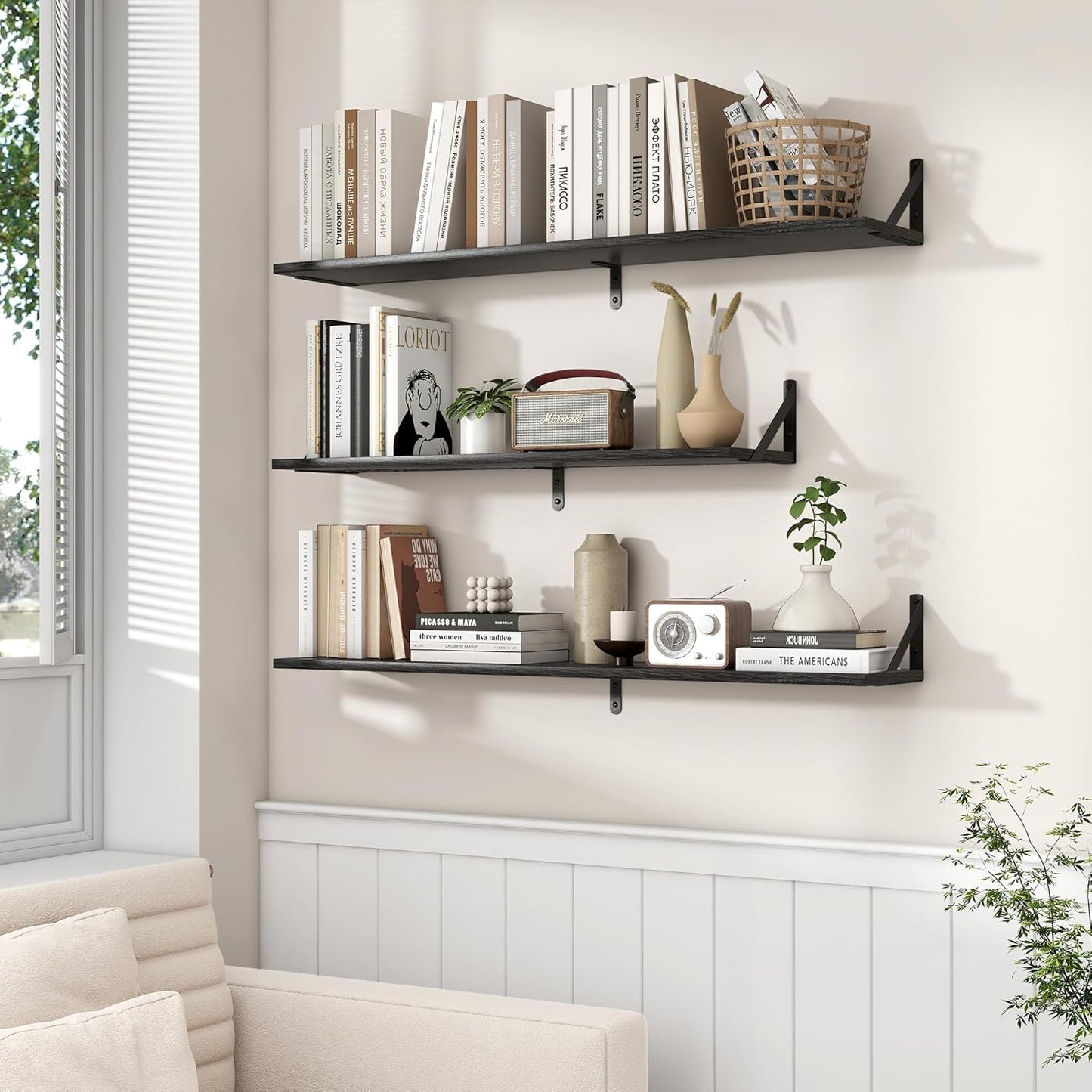 ShelfLoft 39.4" Wide x 8" Deep Wall Mounted Floating Shelves, 2 Pack