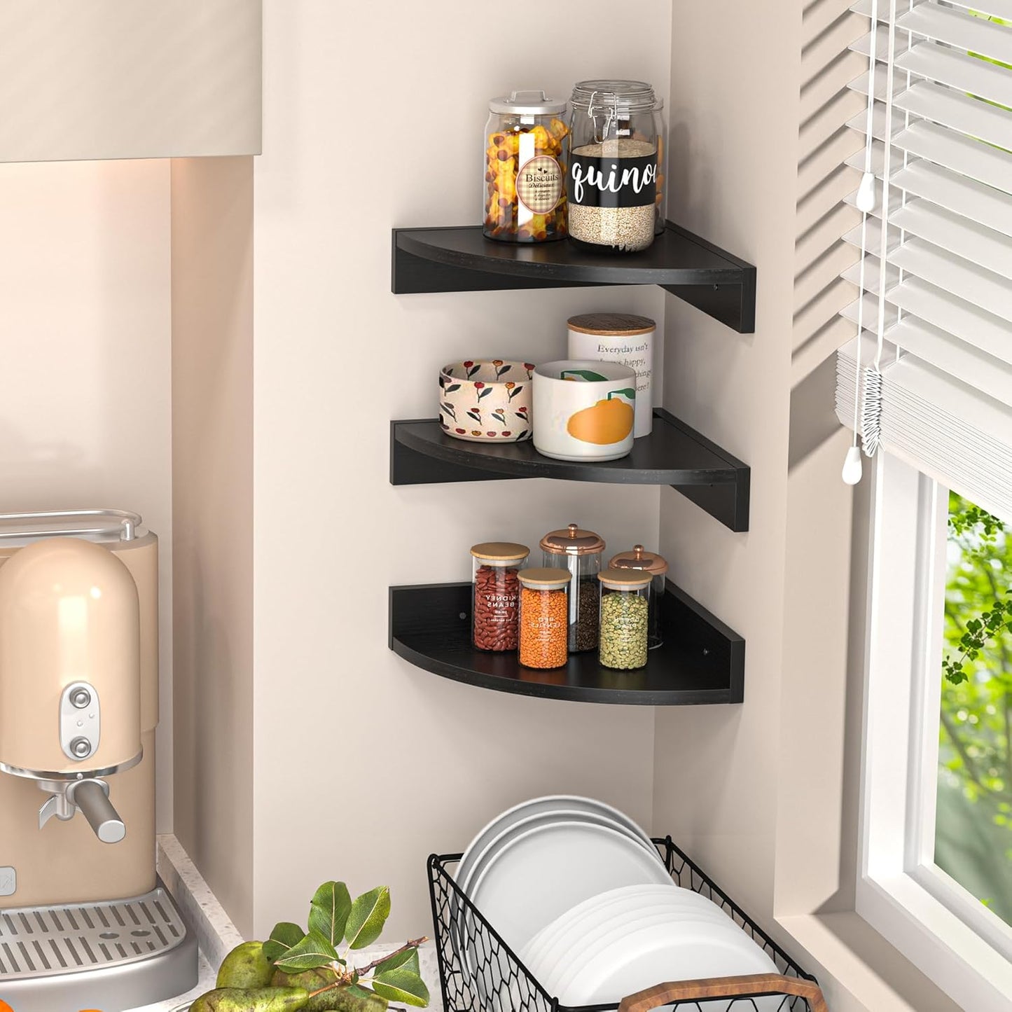 ShelfLoft 11.5 Inch Wide Wood Floating Corner Shelves,Set of 3