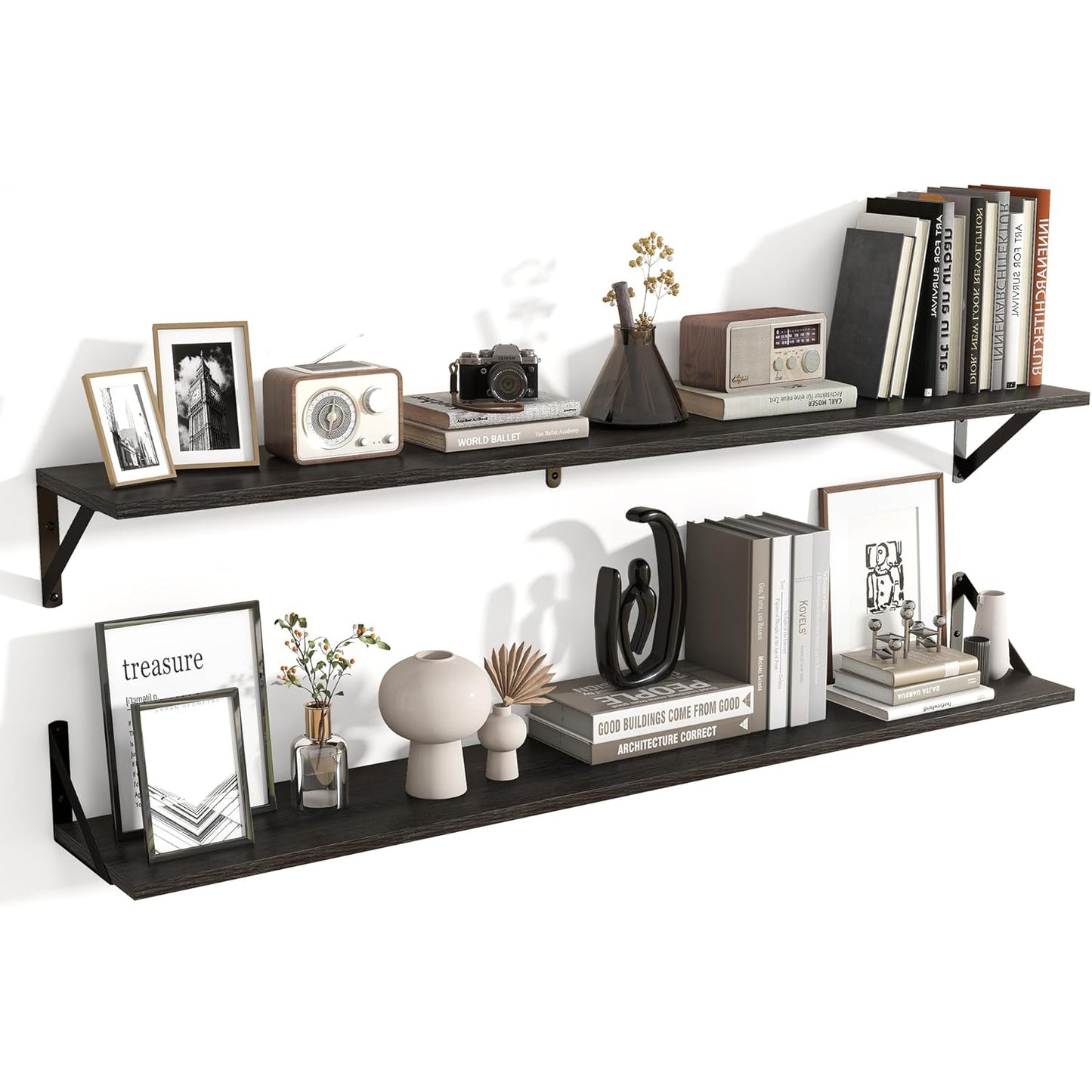 ShelfLoft 8"D x 4.9"H Black Wall Mounted Floating Shelves