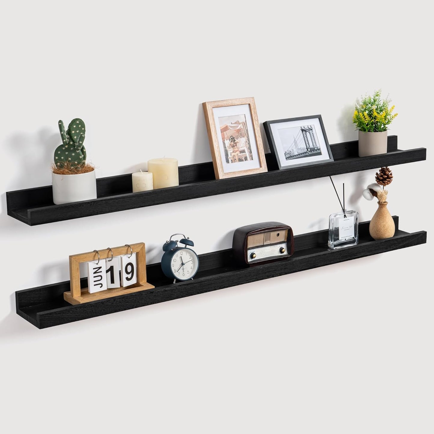 ShelfLoft 5.12 Inch Deep Picture Ledge Shelf Paulownia Wood Wall Floating Shelves with Lip for Nursery Books
