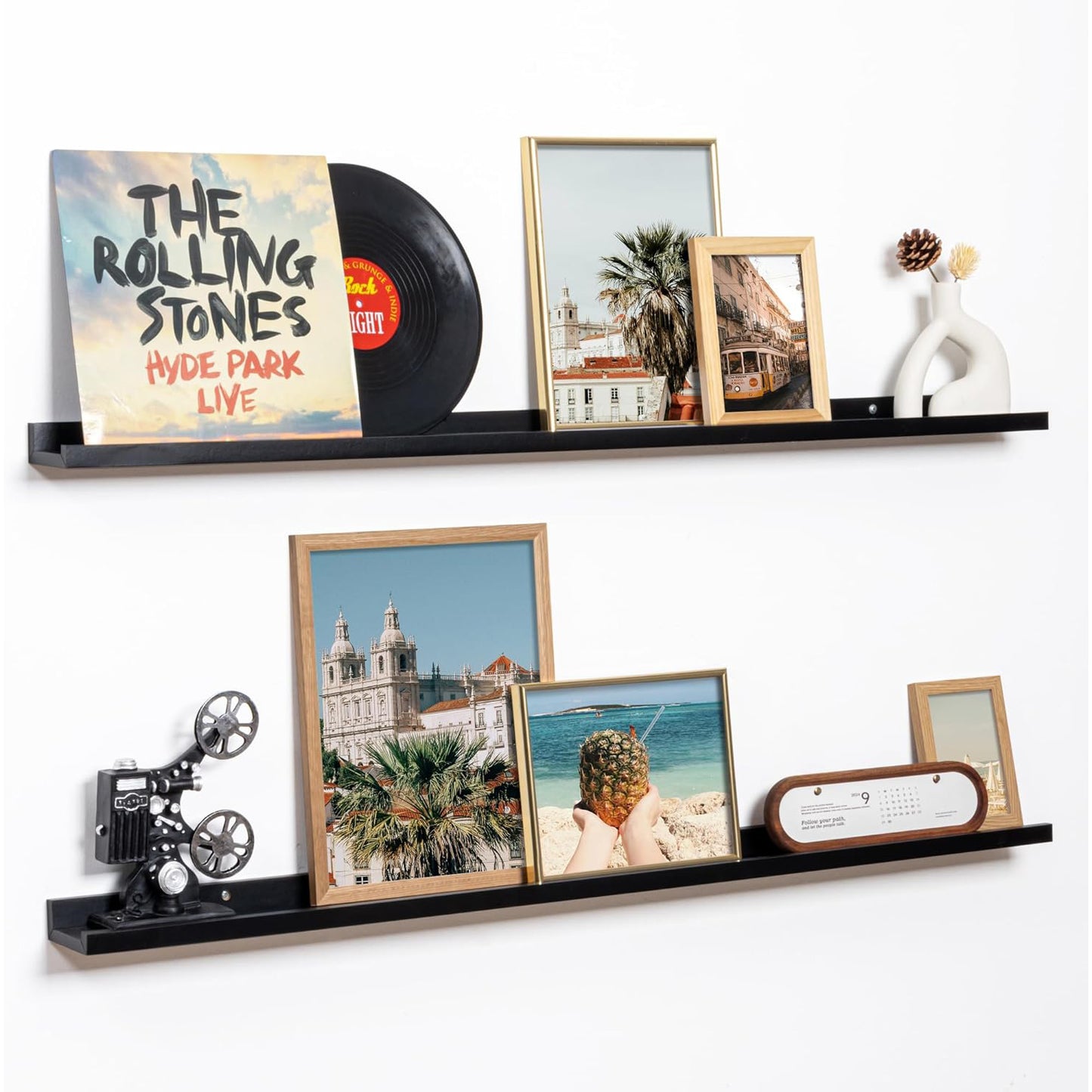 ShelfLoft 3.5"D x 1.6"H Black Picture Ledge Shelf Wall Display Floating Shelves