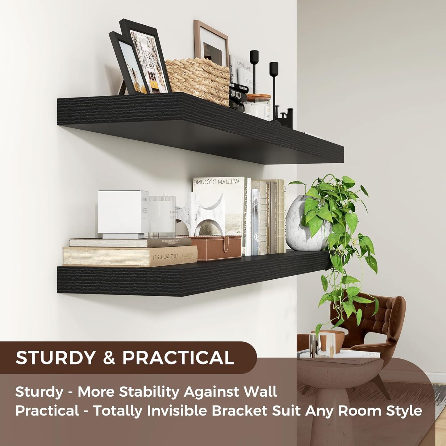 ShelfLoft 9 Inch Deep Floating Shelves for Wall Storage