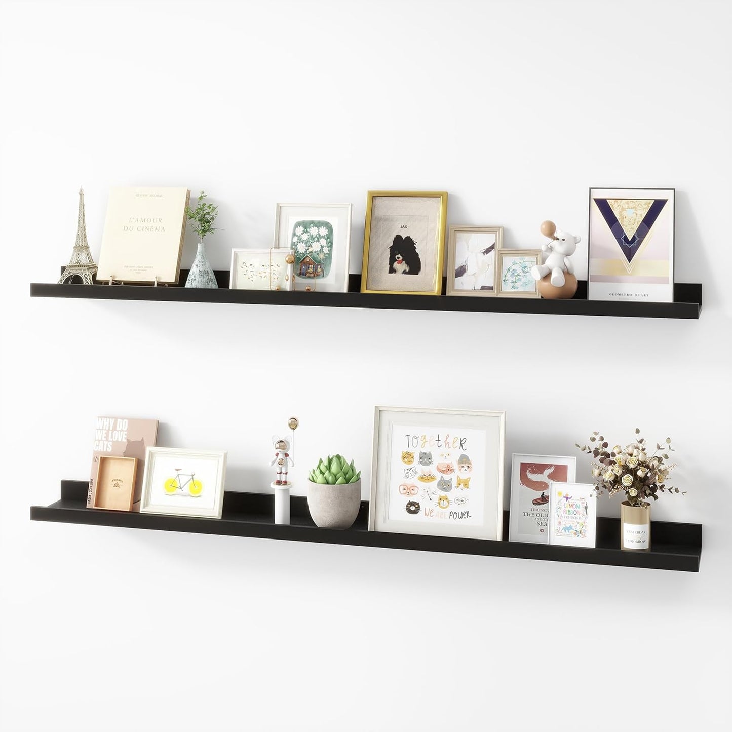 ShelfLoft 5"D x 1.8“H Black Picture Ledge Shelf Wood Floating Shelves