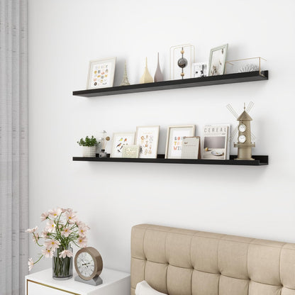 ShelfLoft 5"D x 1.8“H Black Picture Ledge Shelf Wood Floating Shelves