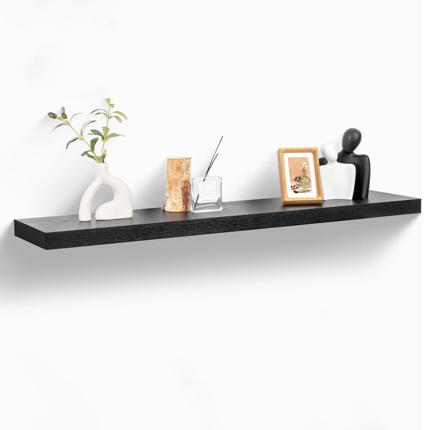 ShelfLoft 9"D x 1.6"H Black Wall Storage Floating Shelves