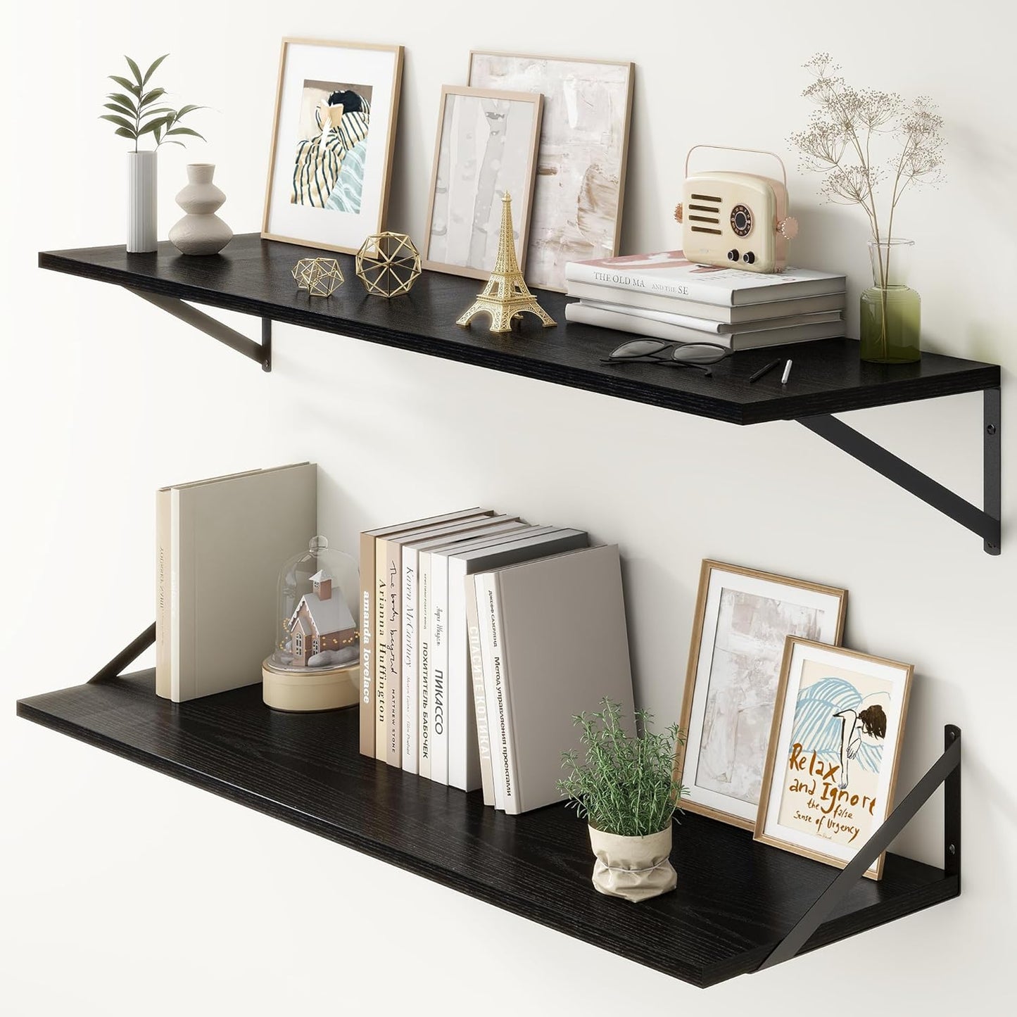 ShelfLoft 12 Inch Deep Wall Display&Storage Floating Shelves with Visible Brackets