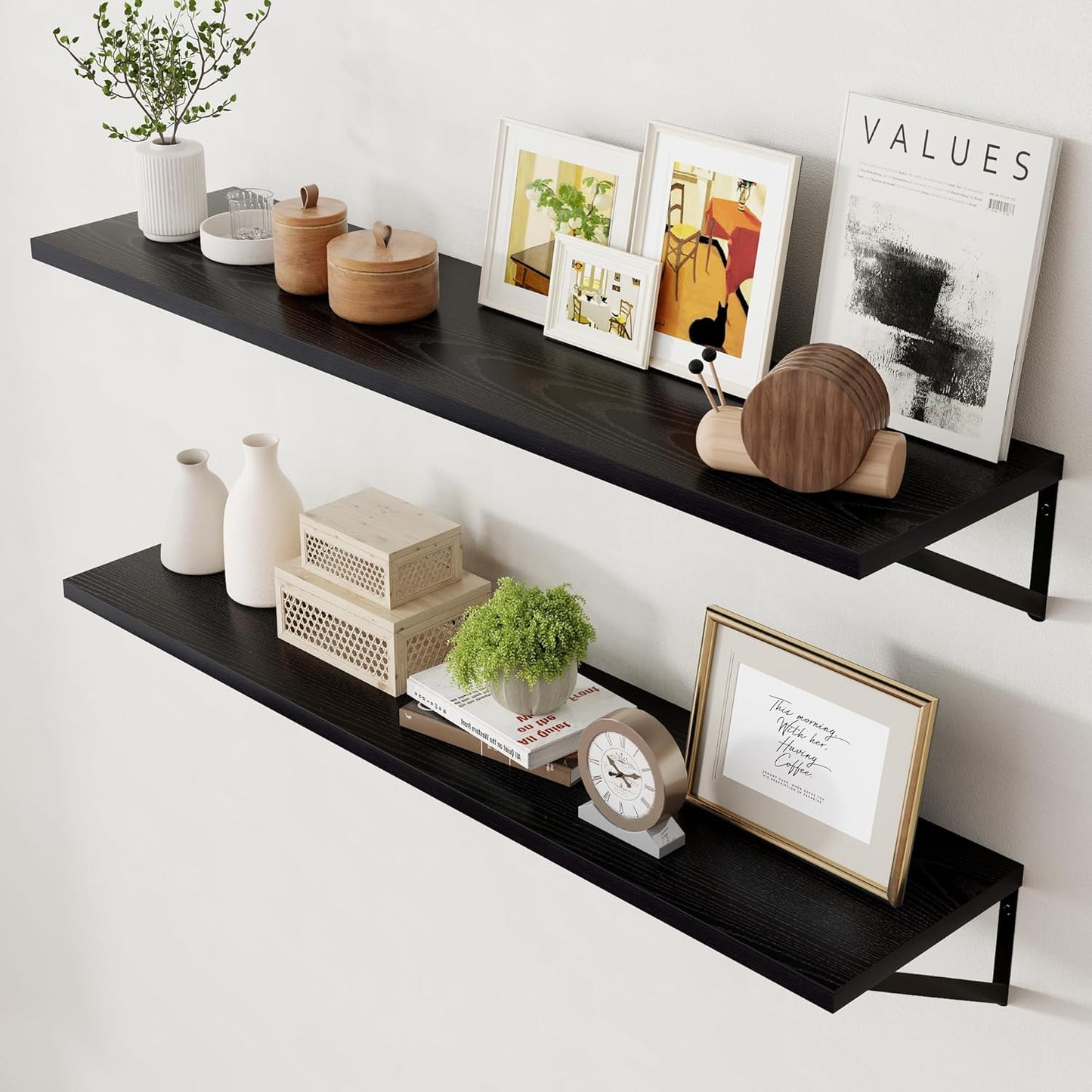 ShelfLoft 8"D x 4.9"H Black Wall Mounted Floating Shelves