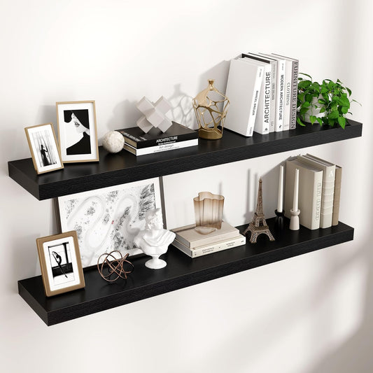 ShelfLoft 48"W x 9"D Black Floating Shelves for Wall Storage,2 Pack