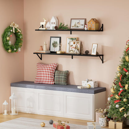 ShelfLoft 48" Wide x 8" Deep Floating Shelves with Brackets, 2 Pack