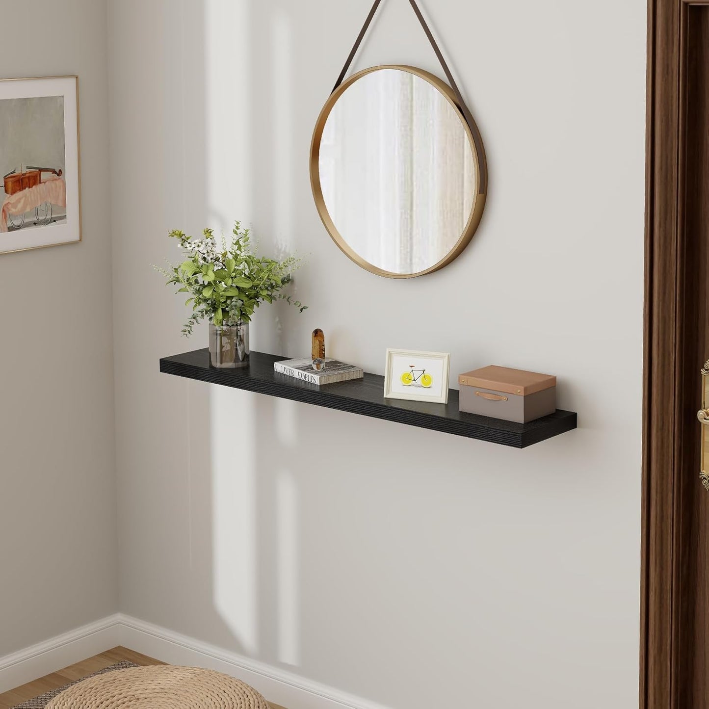 ShelfLoft 9.3"D x 1.5"H Black Floating Shelves for Wall Storage