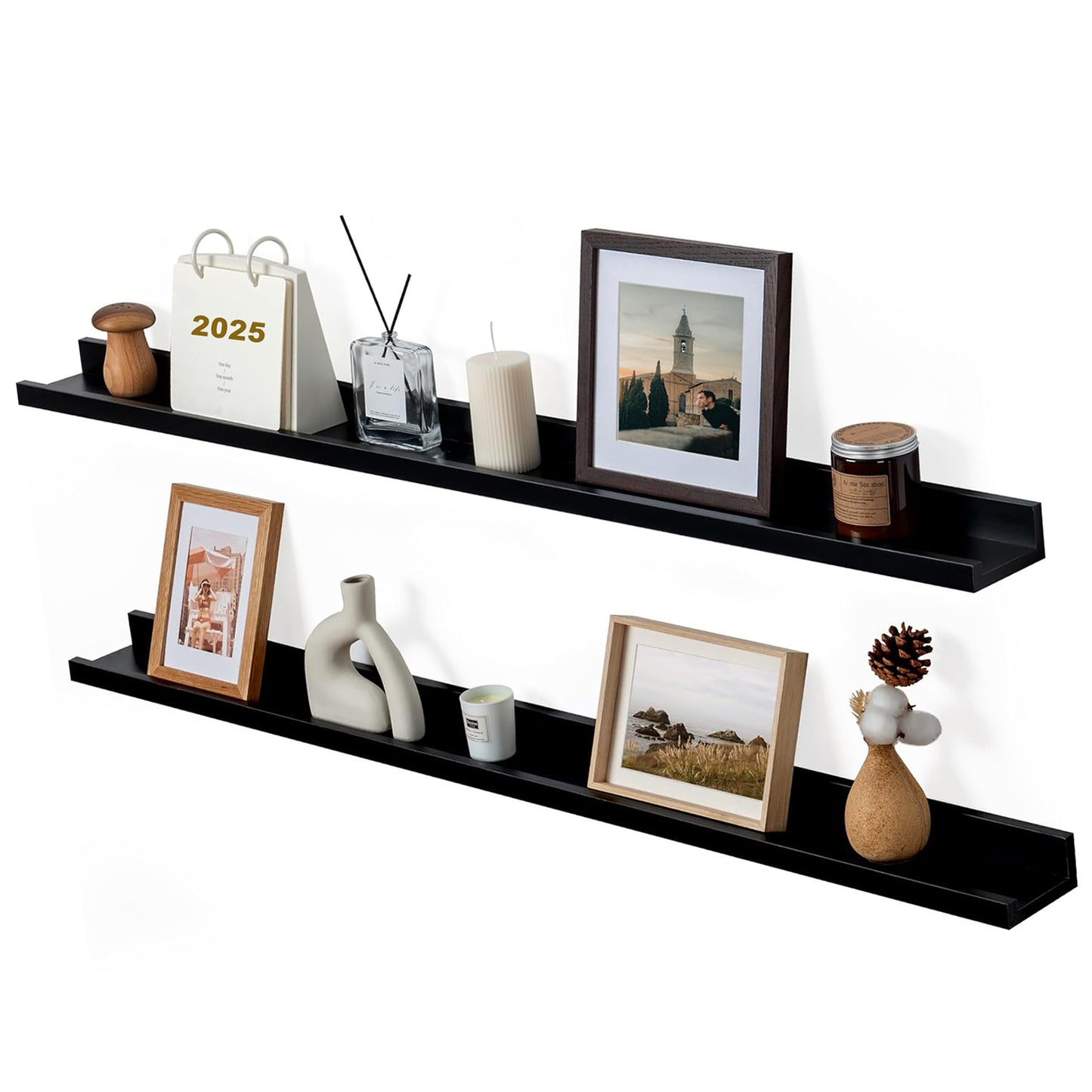 ShelfLoft 5.5"D x 2"H Black Picture Ledge Shelf Wall Display Floating Shelves with Lip