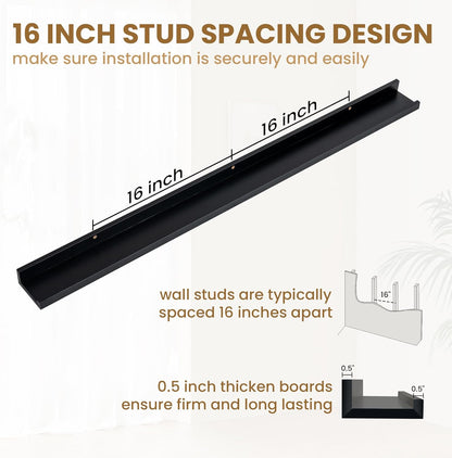 ShelfLoft 48" Wide x 4" Deep Picture Ledge Shelf Wall Display Floating Shelves with Lip, 2 Pack