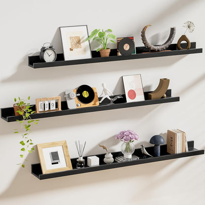 ShelfLoft 5.7"D x 2"H Black Picture Ledge Shelf Floating Shelves,3 Pack