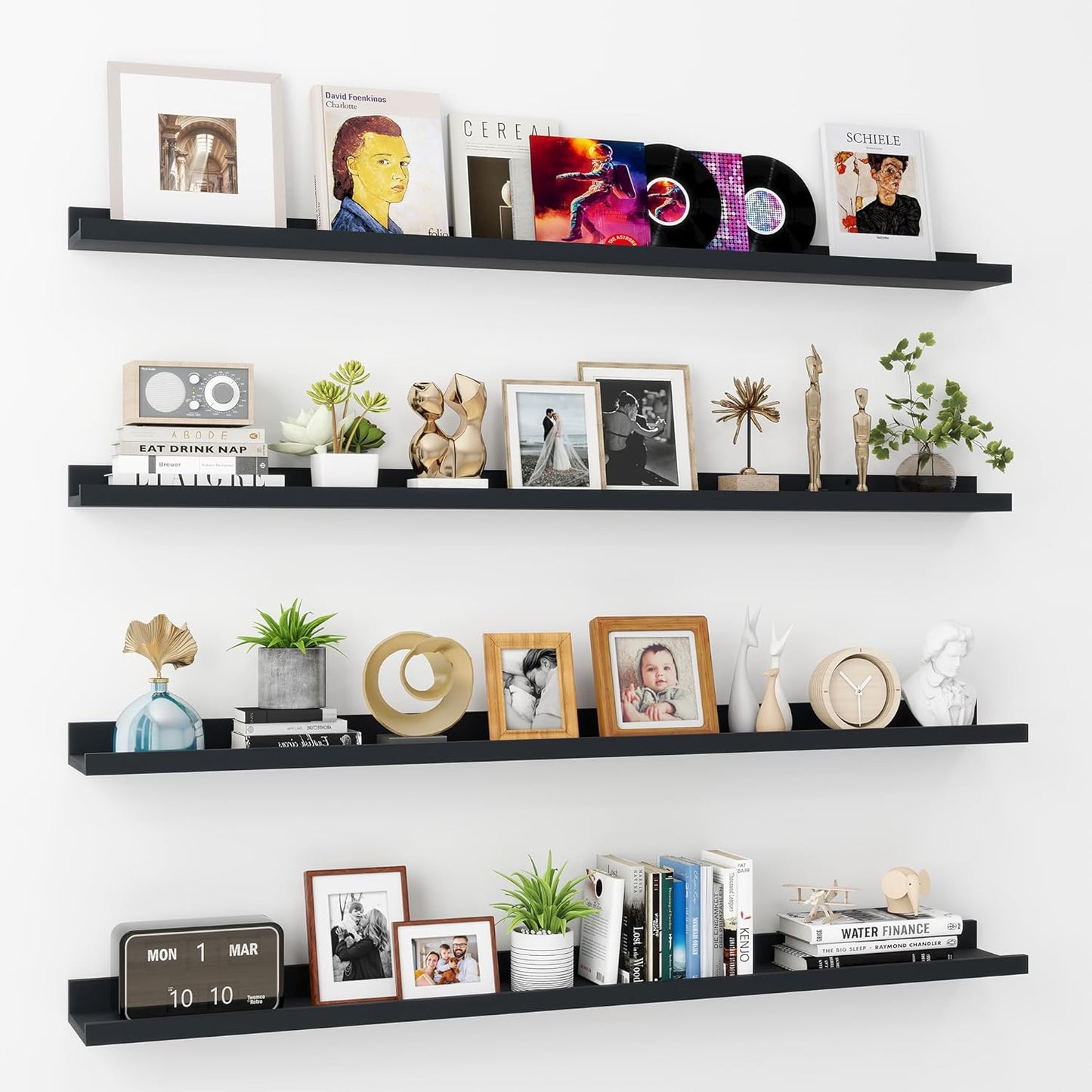 ShelfLoft 5.5"D x 2"H Black Picture Ledge Shelf Wall Display Floating Shelves with Lip